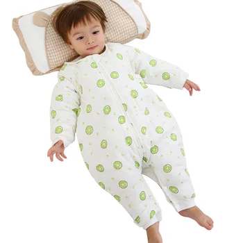 Зимняя детская пижама, спальный мешок для новорожденных, Съемное хлопчатобумажное одеяло, спальный мешок для маленьких мальчиков и девочек, теплый спальный мешок 6-36 м