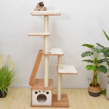 Каркас для лазания кошки из массива дерева Сизаля в японском стиле для мебели для домашних животных, Кошачьего гнезда, дерева, домашнего питомца, легкого роскошного держателя для кошек
