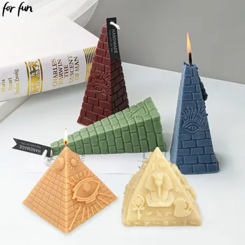Для развлечения 3D Кубические Пирамидальные свечи, Силиконовая форма, Треугольная башня, Ароматерапевтическая свеча, форма из смолы, форма для изготовления гипсовых поделок, форма для домашнего декора
