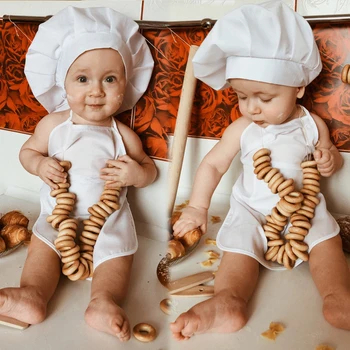 Детский фартук шеф-повара, шляпа для детей, костюмы шеф-повара, костюм повара для новорожденных, реквизит для фотосъемки новорожденных, Шляпа-фартук для новорожденных