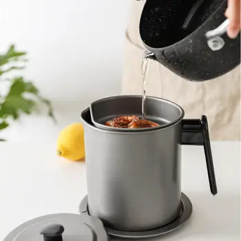 Кастрюля с ситечком для растительного масла объемом 1,4/1,7 л, чайник для хранения большой емкости из нержавеющей стали