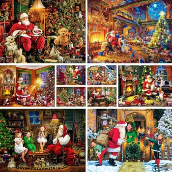 Рождественский Санта-Клаус, Раскраска по номерам, Набор для рисования Акриловыми красками 40*50 Картина на холсте, Украшение дома, Поделки для взрослых
