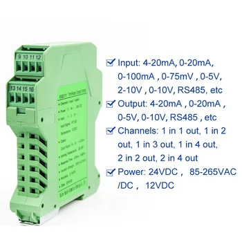 модуль преобразования тока в напряжение от 4-20 мА до 0-10 В, изолятор, изоляция аналогового сигнала, распределение