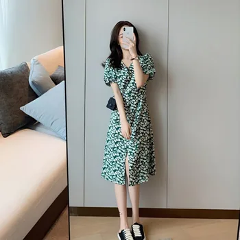 Одежда, женское мини-платье, платья с цветочным рисунком для женщин 2023, модная модная повязка с цветочным рисунком, Xl, горячее цельнокроеное платье в корейском стиле Ретро Y2k