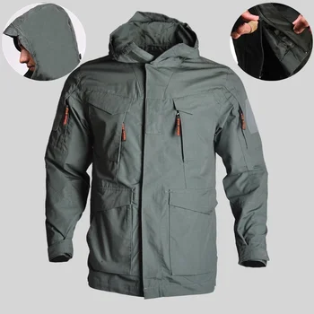 Уличная Тактическая ветровка M65, пальто для армейских фанатов, Тренировочная военная куртка, Мужские Весенне-осенние Ветрозащитные Теплые походные куртки с капюшоном