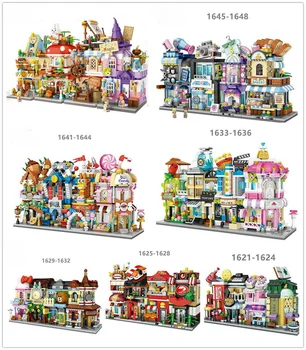 4 шт./компл. уличных мини-блоков, детских строительных игрушек, пазлов для девочек, праздничного подарка