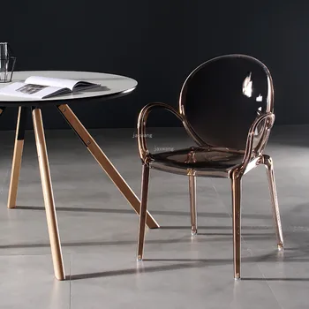 Скандинавские Обеденные стулья Модное Дизайнерское кресло со спинкой из акрилового пластика, Минималистичная мебель для современной домашней кухни, Обеденный стул CN