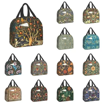 Уильям Моррис, Лесные животные, термоизолированная сумка для ланча, Портативный ланч-бокс для женщин, детские сумки с цветочным рисунком для пикника на открытом воздухе, сумки для еды