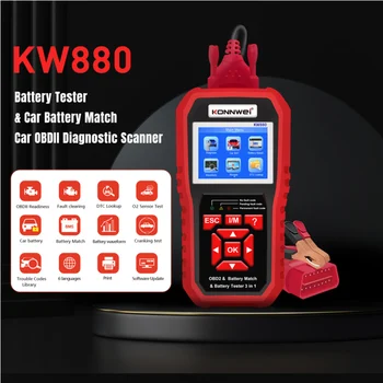 KONNWEI KW880 Car OBD2 Диагностические Инструменты Инструмент Автоматической диагностики Неисправностей Детектор Батареи Соответствие Батареи Трем Функциям В одной