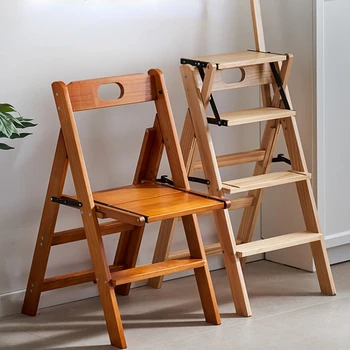 Бытовой кухонный табурет из массива дерева, многофункциональная лестница, стул, педаль для лазания, стремянка, устойчивая 4-ступенчатая лестница