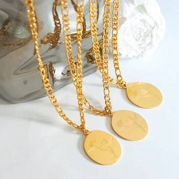 Ожерелье во французском стиле в ретро-стиле, Золотое ожерелье с подвеской в виде цветка Дерева Жизни, Женская модная цепочка-ошейник из титановой стали