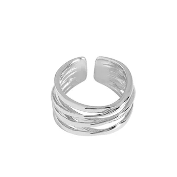 2023 Новая Нишевая текстура, многослойная линия, обернутая геометрическим кольцом из стерлингового серебра 925 пробы, женское кольцо