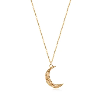 Резное ожерелье с подвеской в виде Луны для женщин, девочек, мужчин, Позолоченное Изысканное Минималистичное ожерелье для женщин, Ювелирный подарок