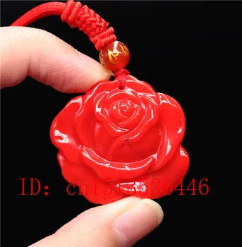 Модное ожерелье с подвеской из красной нефритовой розы, ювелирные изделия китайской ручной работы, Расслабляющие, Исцеляющие, Для женщин, для мужчин, Подарки на удачу, Бесплатная веревка P31