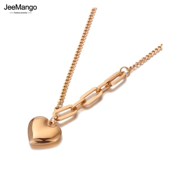 JeeMango Fashion, Титановая посуда из нержавеющей стали, подвески с милым сердечком, Богемная цепочка, колье-чокер для женщин JN20133