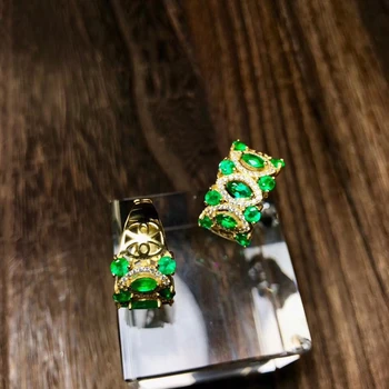 роскошное кольцо с зеленым натуральным изумрудом и серебряными украшениями, хит продаж, подарок