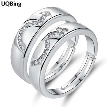 Модные Локеры Пара колец с кубическим цирконием для женщин, кольцо из чистого серебра, ювелирные изделия из настоящего серебра