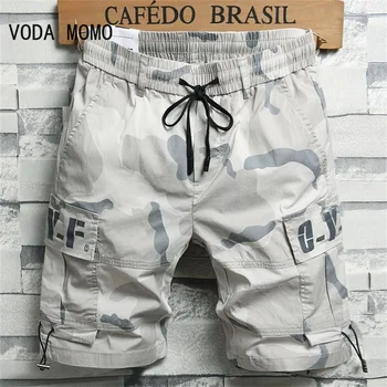 Летние хлопчатобумажные шорты-карго 2022, мужские свободные рабочие повседневные уличные короткие брюки в стиле милитари с несколькими карманами, горячие бриджи