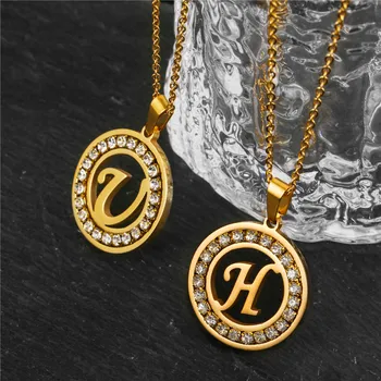 Ожерелье с подвеской в виде начальной буквы из нержавеющей стали, Золотая Кубинская цепочка, название алфавита, ювелирные изделия для мужчин, подарок для женщин
