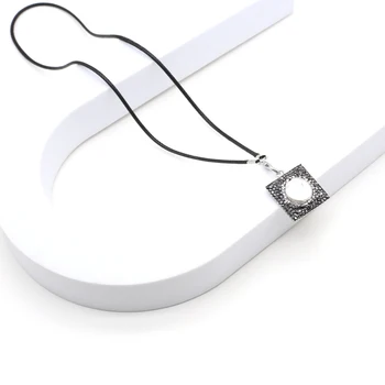 Кулон квадратной формы, ожерелье со стразами, наклеенный восковой шнур для украшения ювелирных изделий в подарок