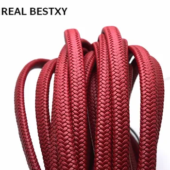 НАСТОЯЩИЙ BESTXY 12 * 6 мм, красный плетеный кожаный шнур для изготовления браслетов, черная плетеная кожаная полоска, коричневый кожаный шнур для браслета