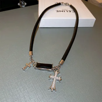 Корейский крест Темного Ветра, браслет с черным шариком, Маленький Модный дизайн, завязки, простые, изменчивые браслеты с наконечниками, браслет от сглаза