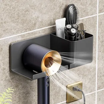 Без сверления Пластиковый держатель для фена для ванной комнаты Dyson Подставка для фена для ванной комнаты Настенный стеллаж для ванной Комнаты Аксессуары для ванной комнаты