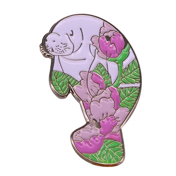 Эмалевая булавка с изображением моржа и русалки, Значок с изображением ламантина, Ювелирный значок 