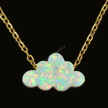 модное простое ожерелье с облаком из белого Опала 7,3*12 мм, стелринг, Ювелирные изделия из щепки, Подарки для девочек и женщин