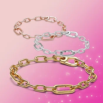 Новый браслет-цепочка из стерлингового серебра 925 пробы, серебряный браслет, подходящий к оригинальному браслету-шарму, ювелирный подарок, 3 цвета и 6 размеров