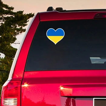 Наклейки с флагом Украины в форме сердца, наклейка на автомобиль, Украина, окно внедорожника, наклейка для ноутбука