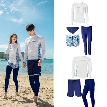 wisuwore 2023 Корейская новая пара, купальник с длинным рукавом, защита от сыпи, солнцезащитный крем, пляжная одежда, купальный костюм, парные купальники