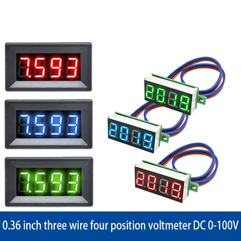 DC DC 0V-100V 4-значный цифровой дисплей вольтметра трехпроводной 0,36-дюймовый цифровой дисплей мультиметра с корпусом