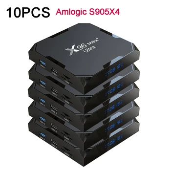 10ШТ X96 Max Plus Ultra TV Box Amlogic S905X4 Android11 2,4 G и 5,0G Двойной WIFI 4G 32G/64G USB3.0 Телеприставка Оптом Быстрая доставка
