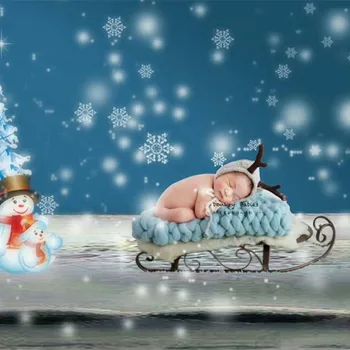 Роскошная детская Рождественская Шапка с Оленем, Вязаная Мохеровая Шапочка для новорожденных, Милая Шапочка Санта-Клауса, Реквизит для фотосъемки новорожденных.