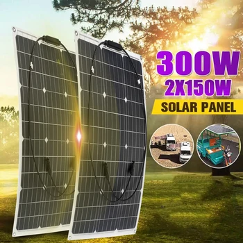 300 Вт Солнечная Панель Portable18V Полугибкий Монокристаллический Солнечный Элемент для Наружного Кемпинга Телефон Автомобиля RV Аккумуляторная Система Питания