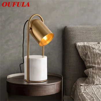 Простая настольная лампа OUFULA Nordic, современная мраморная светодиодная настольная лампа, декоративная для домашней спальни