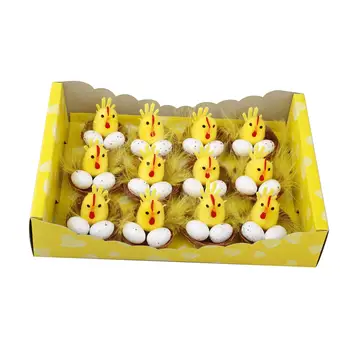 12x Мини-пасхальных цыплят, игрушечные фигурки-модели, фигурки цыплят для Пасхального пейзажа, украшения для рабочего стола с животными