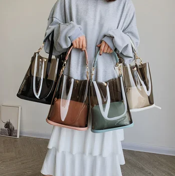 Новая модная прозрачная желейная сумка корейской версии большой емкости на одно плечо, портативная сумка-мессенджер, пляжная сумка, женская