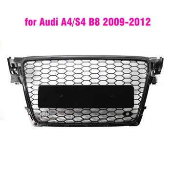 Глянцевый черный передний бампер, решетка для почек, решетки с шестигранной сеткой, соты для Audi A4 S4 RS4 B8 2009 2010 2011 2012 стиль