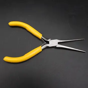 Многофункциональные мини-плоскогубцы с длинным игольчатым носиком, моделирующие ювелирную работу с проволокой, Маленькие плоскогубцы для резки, 5-дюймовый ручной инструмент желтого цвета