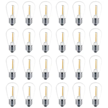 24 Упаковки сменных лампочек 3V LED S14 Небьющиеся наружные солнечные гирлянды Теплый белый