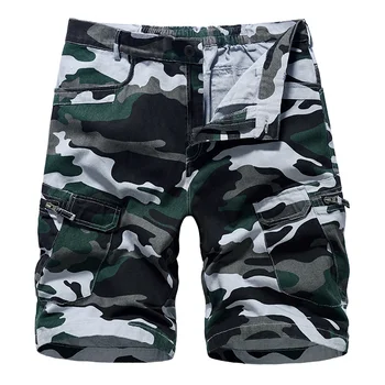 2023 Мужские шорты-карго, Пляжный камуфляж, Летние мужские Хлопчатобумажные Свободные военные брюки с несколькими карманами, Homme Casual Sweat
