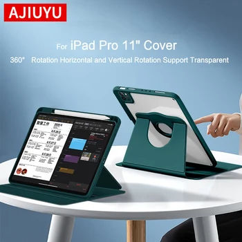 Чехол AJIYU Для iPad Pro 11 Дюймов Smart Cover 2022-2018 Pro11 Air5 С Прорезью Для ручки, Прозрачная Защитная Оболочка с Поворотом на 360 Градусов