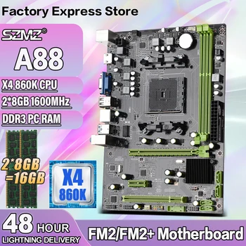 Комплект материнской платы SZMZ AMD A88 с процессором Athlon X4 860K + 2 * 8G = 16G DDR3 AMD Memory Placa Mae FM2 FM2 + комбинированная материнская плата A88X