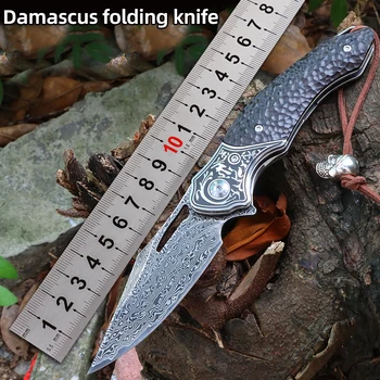 Карманный Складной Нож С деревянной ручкой, Высококачественные Тактические EDC Ножи из Дамасской стали, Коллекция инструментов для кемпинга и охоты на открытом воздухе, Подарки