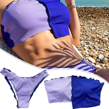 Модный купальник для женщин, сексуальное бикини с запахом на груди, высокоэластичные пляжные купальники