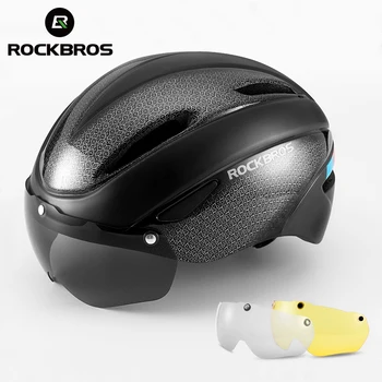 Велосипедный шлем ROCKBROS, аэро-велосипедный шлем, велосипедный шлем с интегральным формованием, мужские и женские очки, линзы, Снаряжение для шоссейного велоспорта MTB
