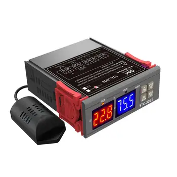 STC-3028 Двойной Цифровой термостат для контроля температуры и влажности, Термометр-гигрометр, Контроллер инкубатора AC 220 В, DC 12 В