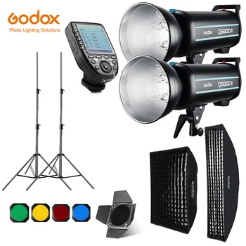 Godox QS800II 2x 800Ws Фотовспышка для фотостудии, Триггер XPRO, Софтбокс, Осветительная подставка 280 см, Дверь Сарая, встроенные Приемники вспышки
